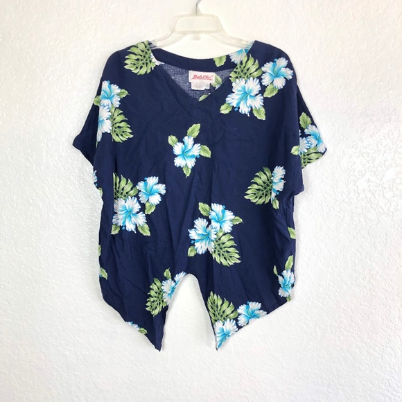 Bali Chic Women's Floral Knot Tie Front Top 14K - Picture 1 of 6